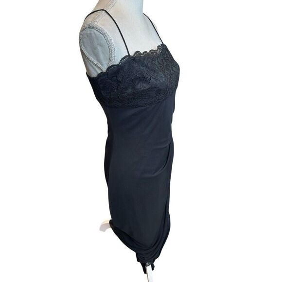 Alex Evenings Maxi Spaghetti Strap Y2K Little Black Dress Sz 10 Fairy Goth - Picture 2 of 9